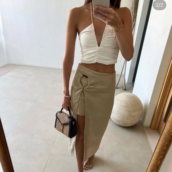 Zara Skirts Zara Linen Wrap Skirt Poshmark